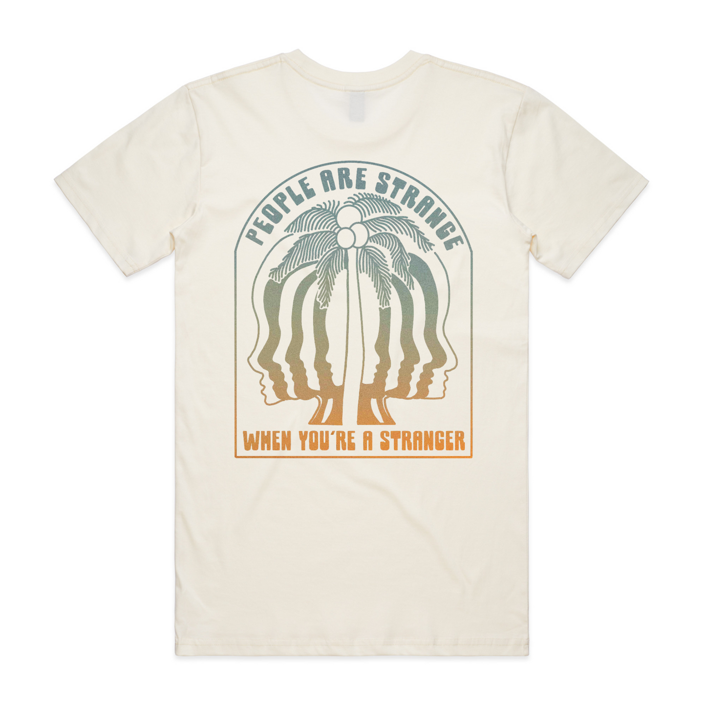 Strangers Only Graphic Tee Sunset Palm Tree Heads